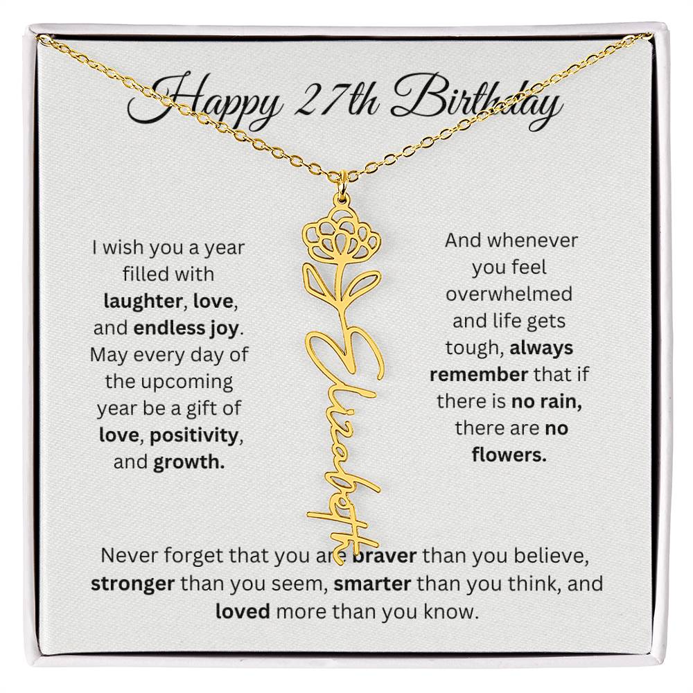 Happy 27th Birthday - Flower Name Necklace