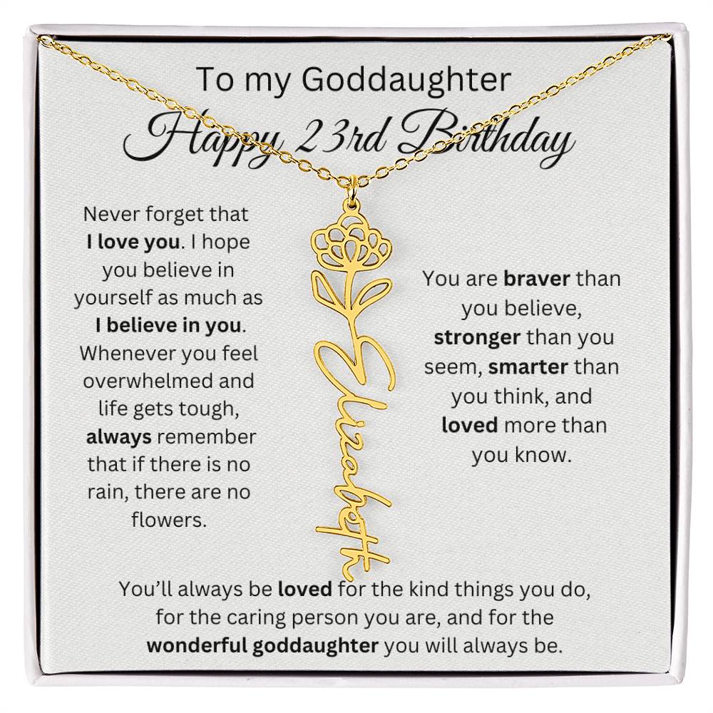To My Goddaughter Happy 23rd Birthday - Flower Name Necklace