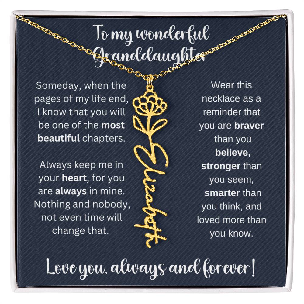 Granddaughter Birth Month Flower Necklace