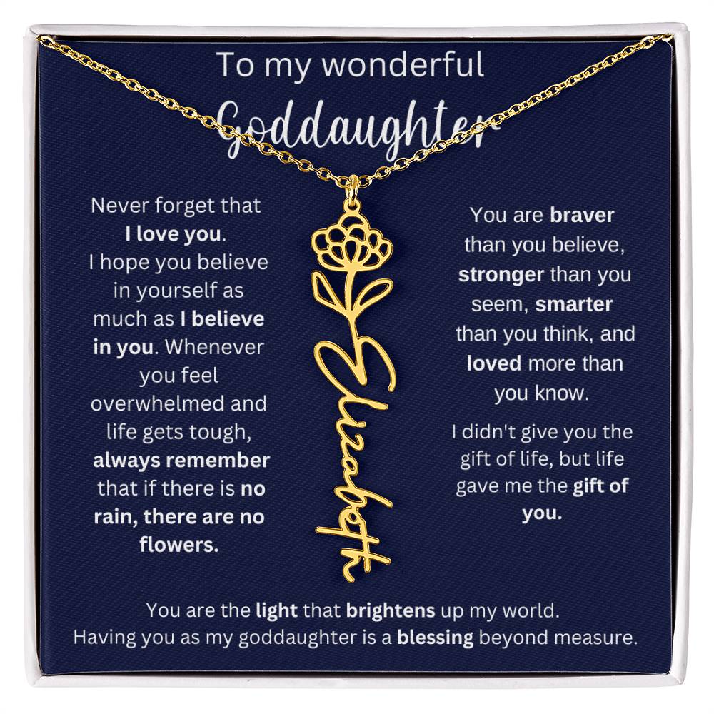 To My Wonderful Goddaughter | I Believe In You | Flower Name Necklace