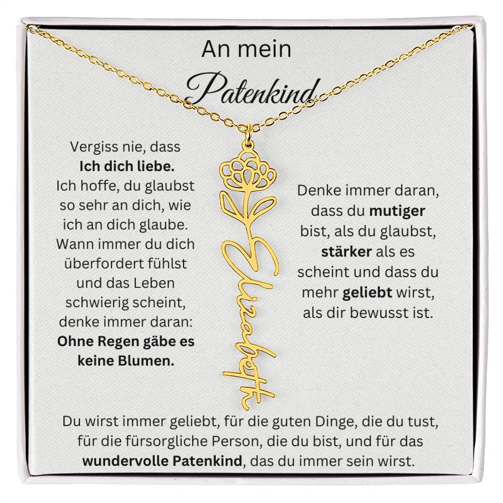 An Mein Patenkind Geburtsblumen Kette