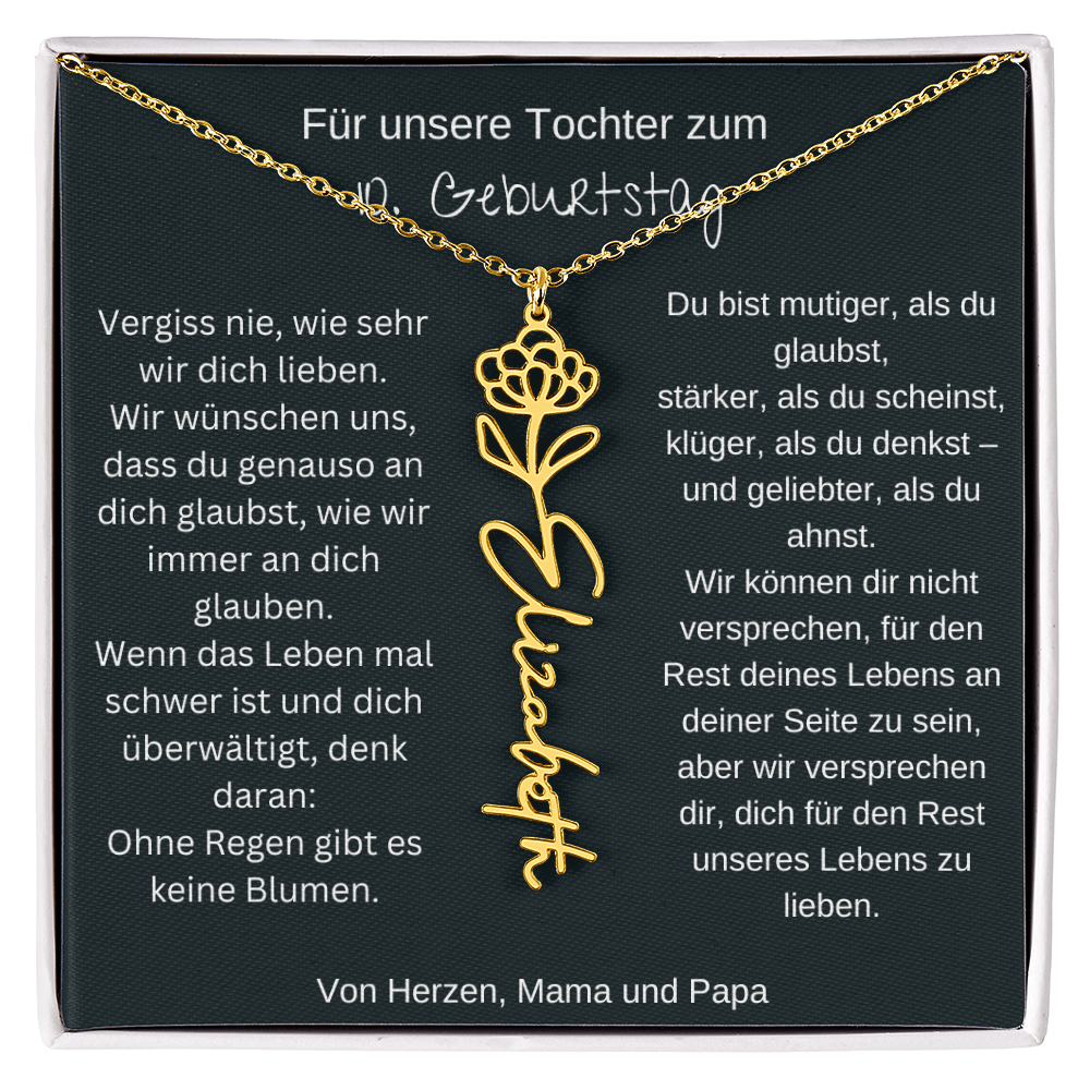 Geschenk zum 10. Geburtstag Tochter Geburtsblumen Namenskette