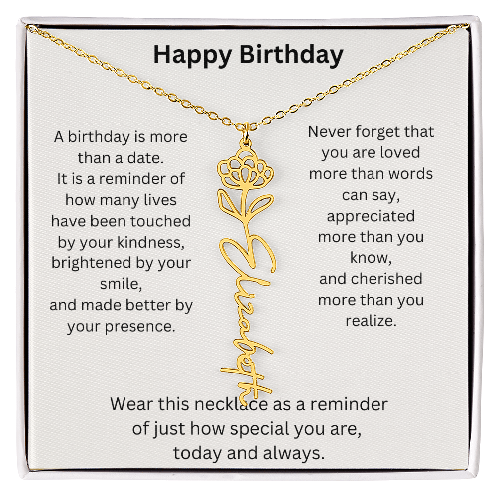 Meaningful Birthday Gift Birth Flower Name Necklace