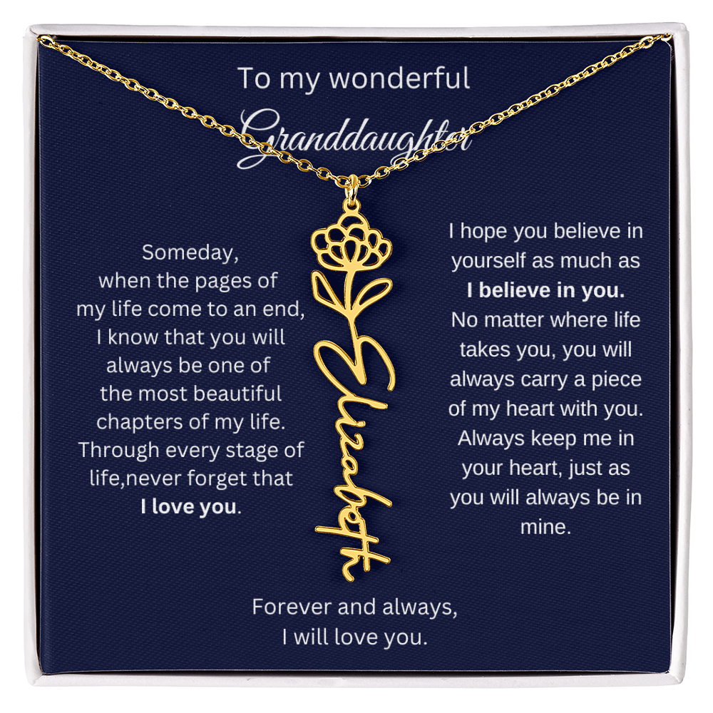 Meaningful Jewelry for Granddaughter - Birth Flower Name Necklace