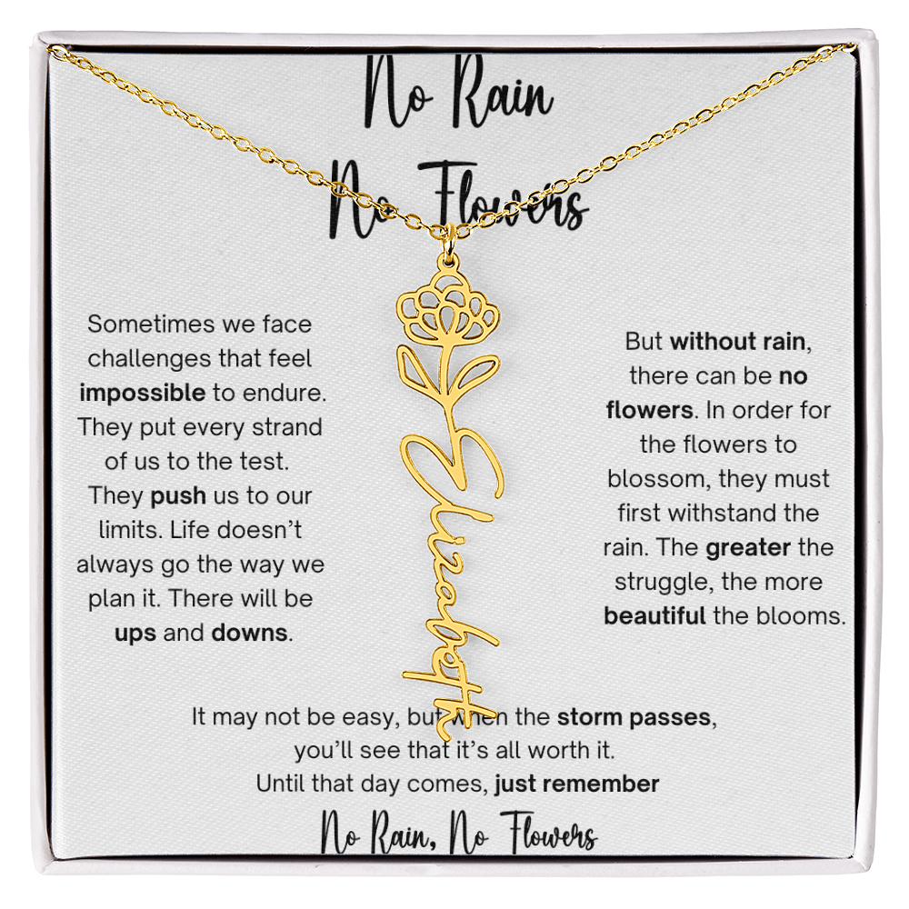No Rain No Flowers 1 - Flower Name Necklace