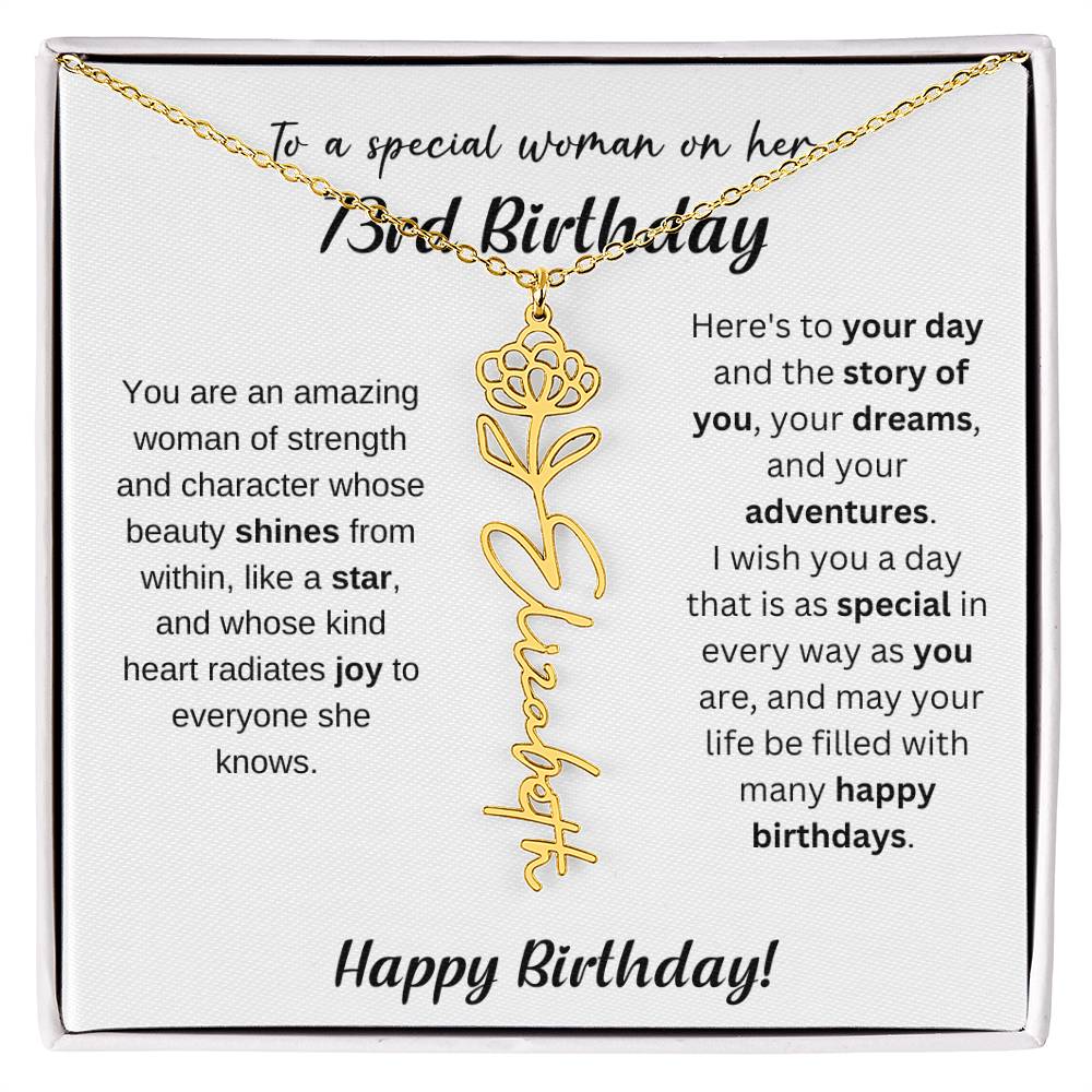 73rd Birthday Gift Birthflower Necklace