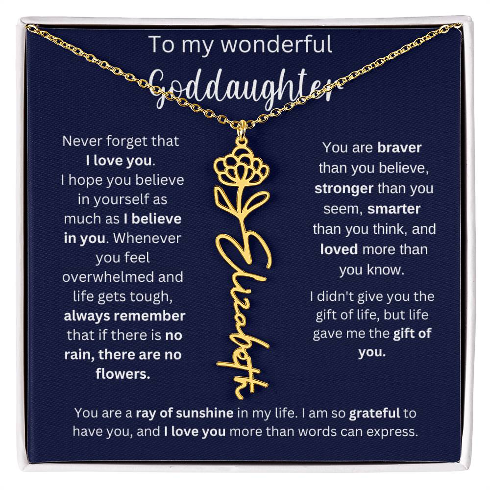 To My Wonderful Goddaughter | You Are Ray Of Sunshine | Flower Name Necklace