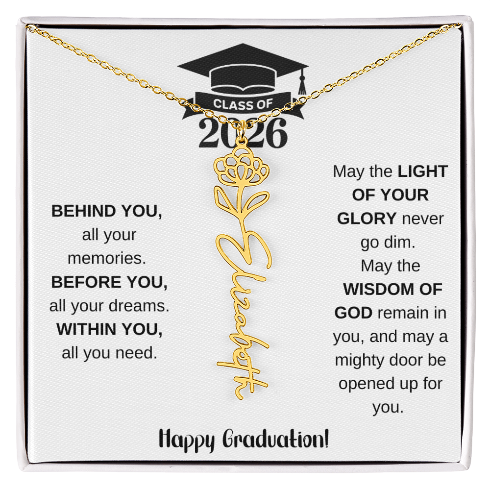 Class Of 2026 Personalized Graduation Gift Birth Month Flower Necklace