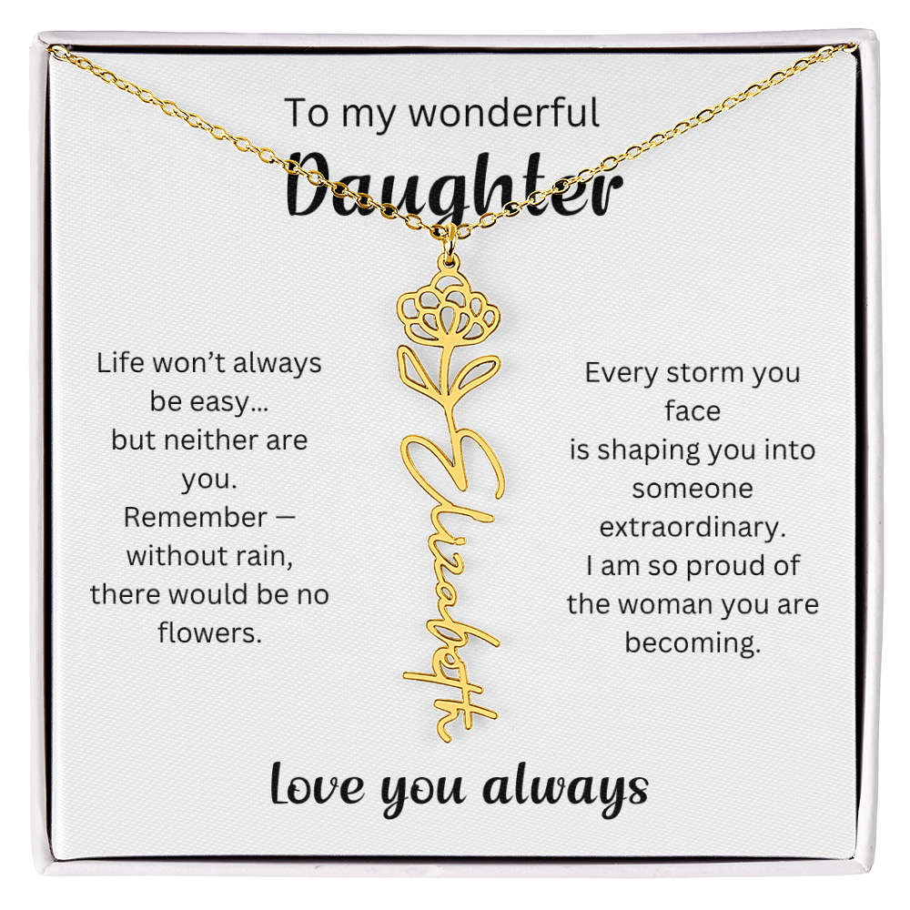 Emotional Gift for Daughter - Birth Flower Name Necklace 2