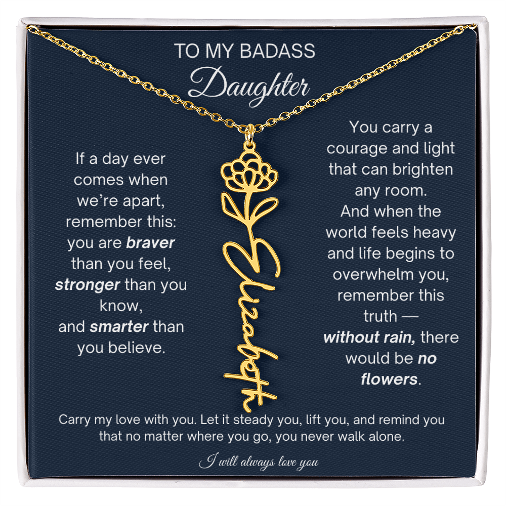 Daughter Encouragement Gift - Personalized Flower Name Necklace