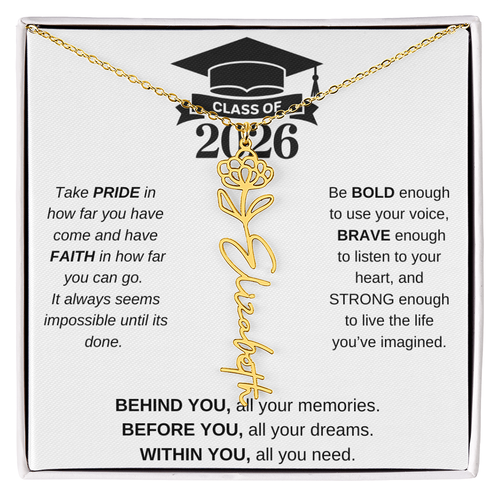 2026 Graduation Jewelry Birthmonth Flower Name Necklace