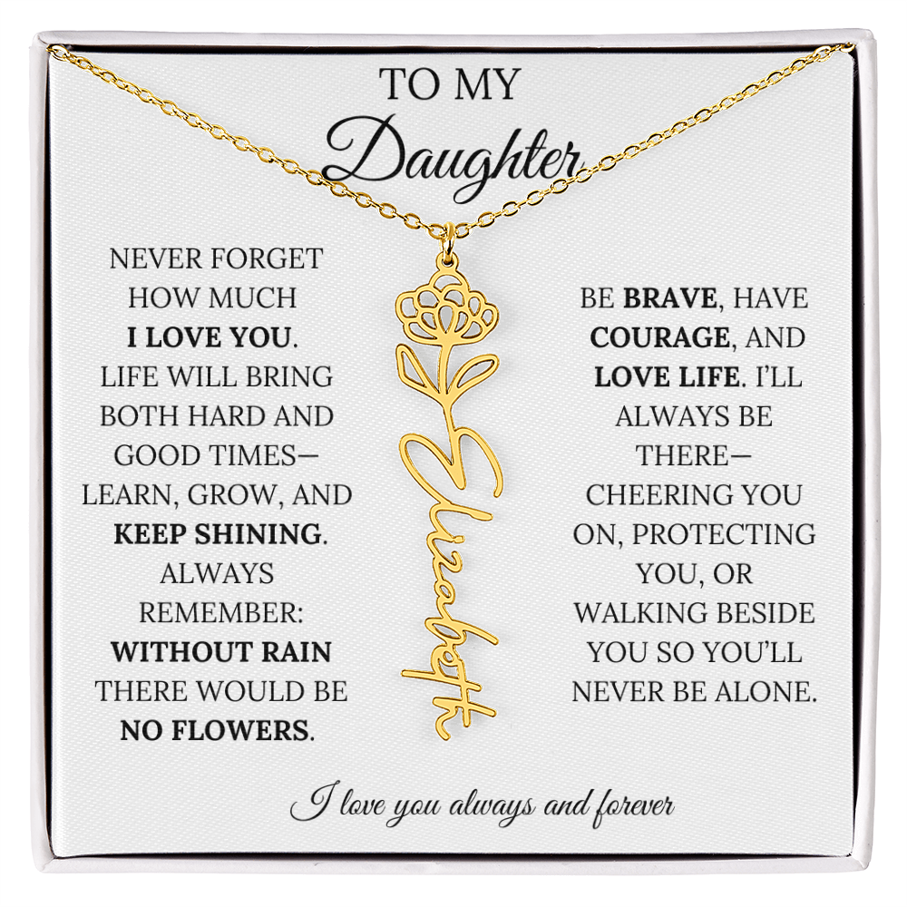 Personalized Birth Flower Name Necklace for Daughter