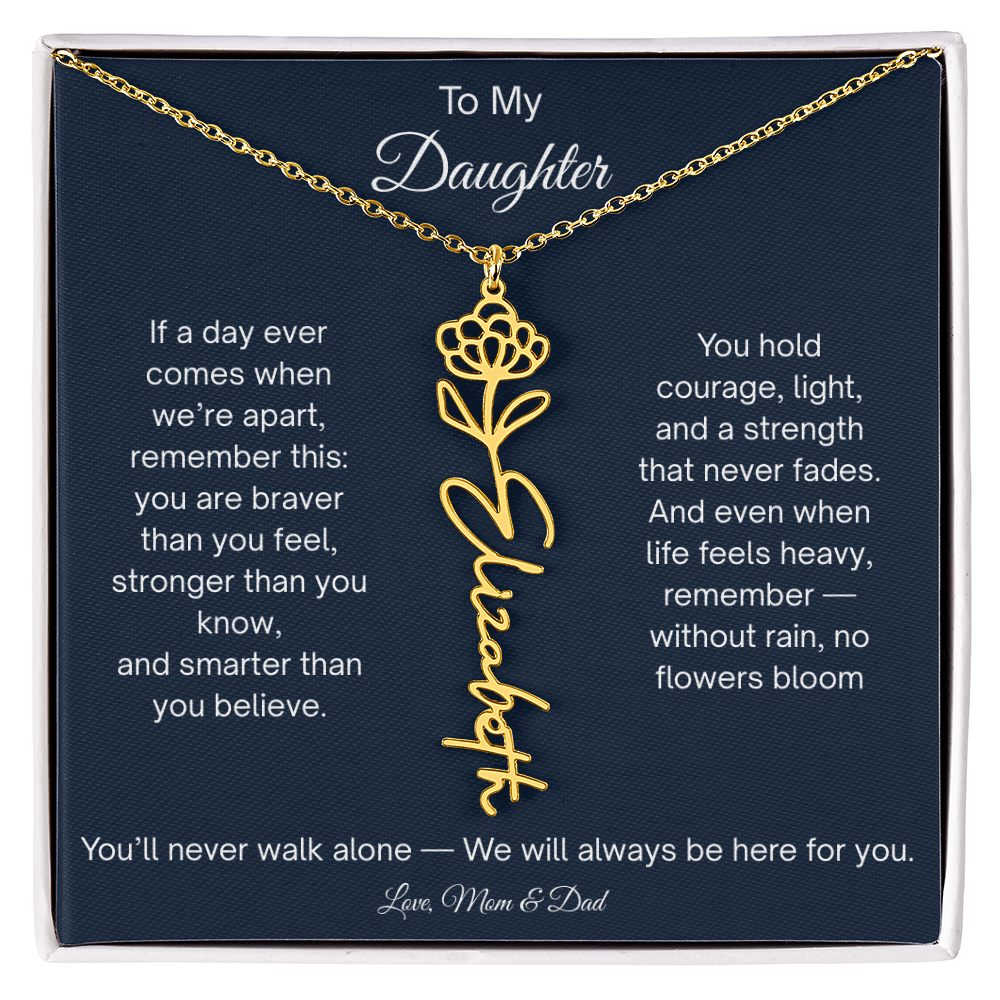 Personalized Daughter Gift - Birth Flower Name Necklace