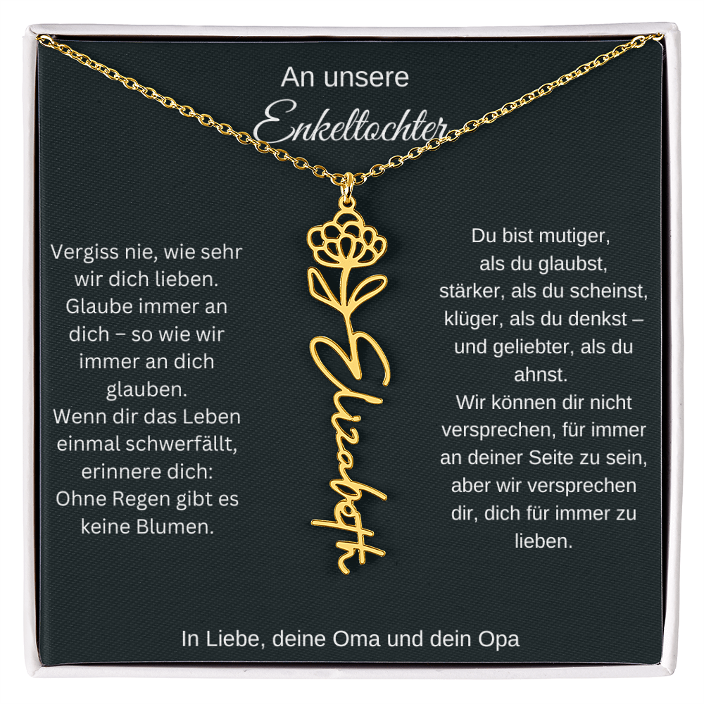 Geburtsblume Namenskette Enkeltochter Silber Gold personalisierte Gravur Kette Geschenk