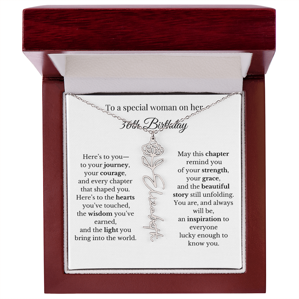 36th Birthday Gift for Her Birth Flower Name Necklace