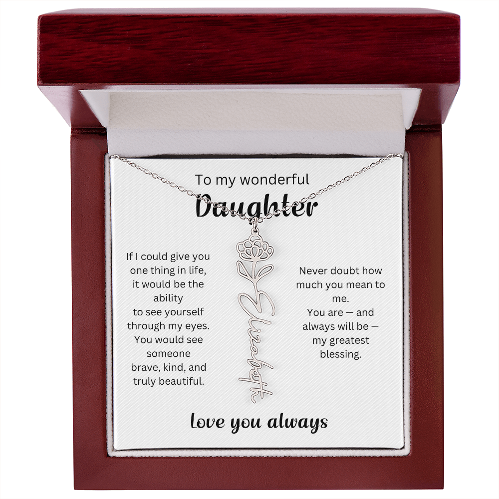 Emotional Gift for Daughter - Birth Flower Name Necklace 3