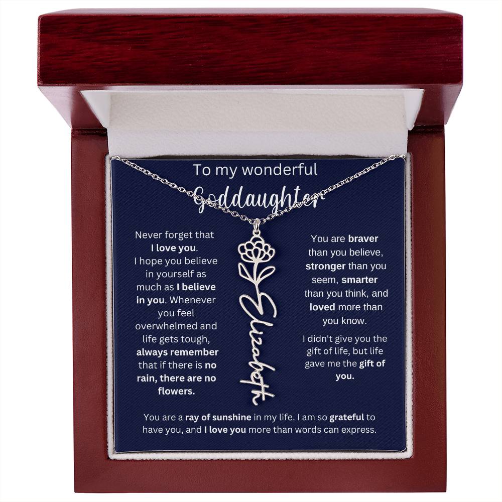 To My Wonderful Goddaughter | You Are Ray Of Sunshine | Flower Name Necklace
