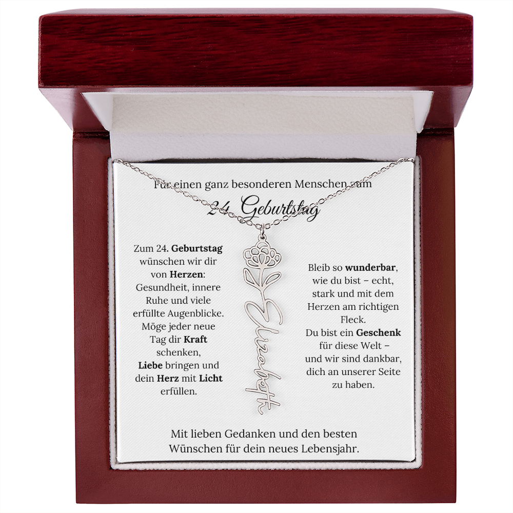 Personalisiertes 24. Geburtstagsgeschenk mit Geburtsblume
