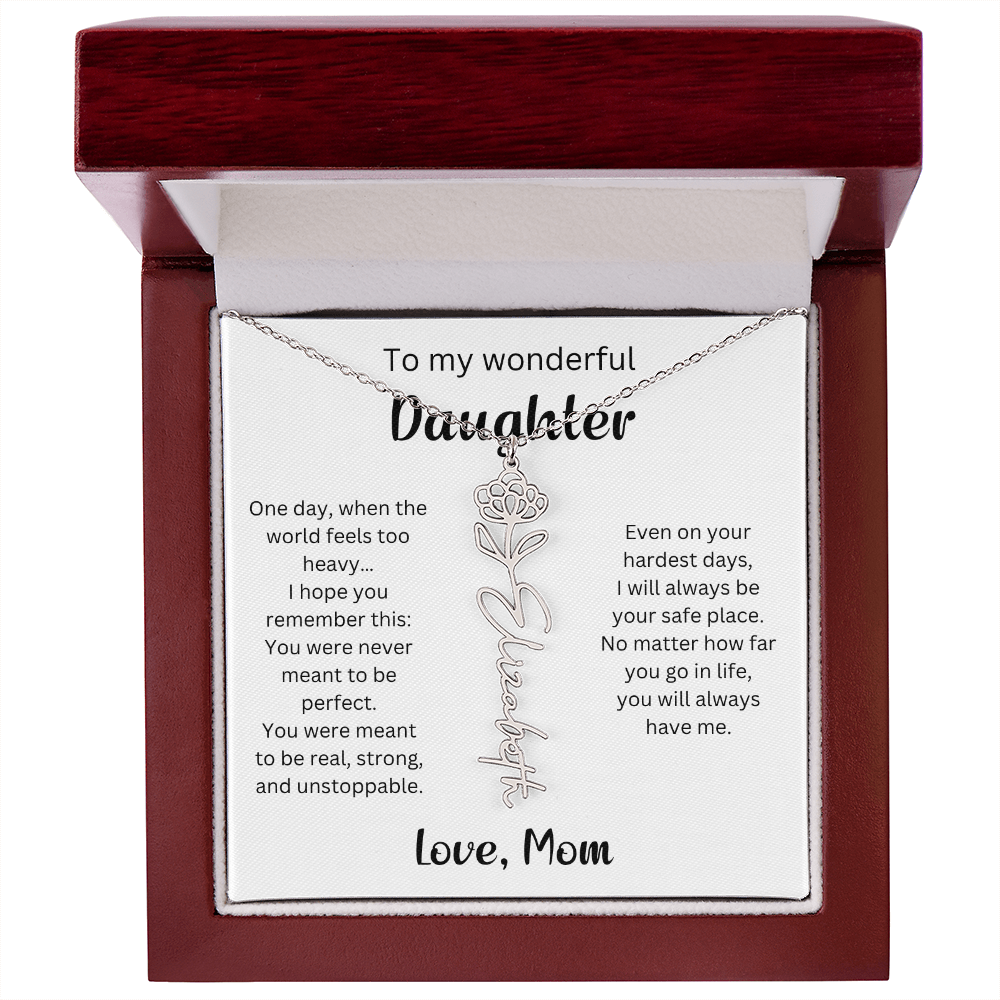 Emotional Gift for Daughter - Birth Flower Name Necklace