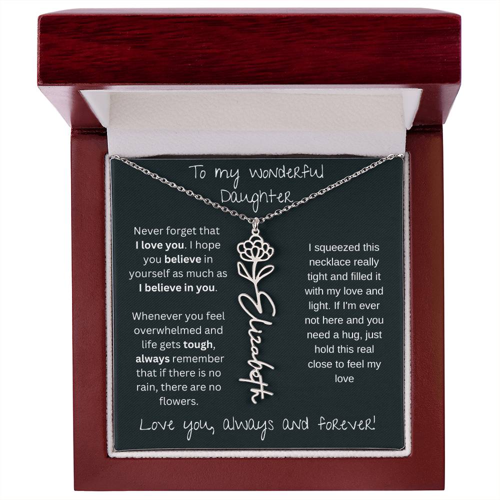 To My Wonderful Daughter Love You Always and Forever | Flower Name Necklace