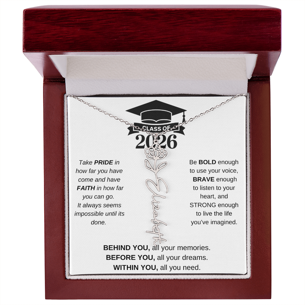 2026 Graduation Jewelry Birthmonth Flower Name Necklace