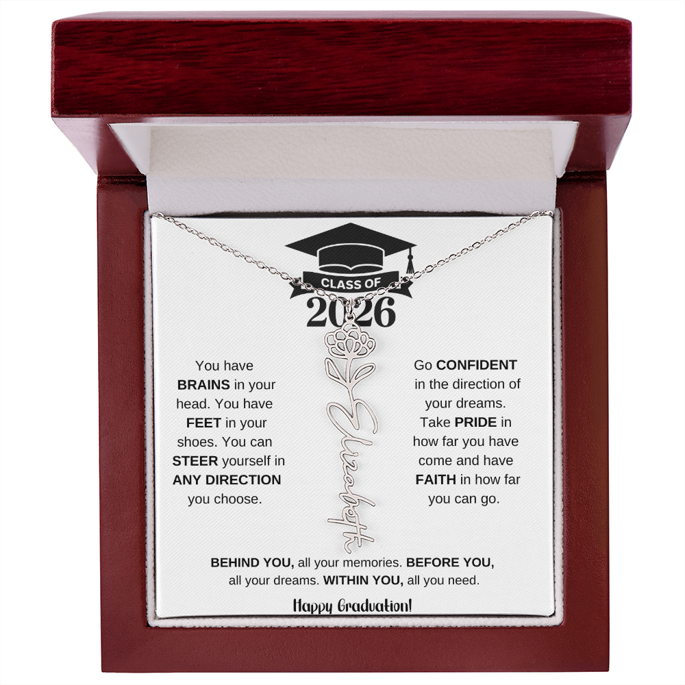Personalized 2026 Graduation Gift Birth Month Flower Necklace