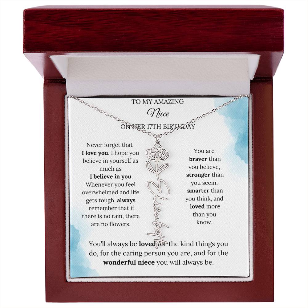 Birth Month Flower Name Necklace for My Niece's 17th Birthday