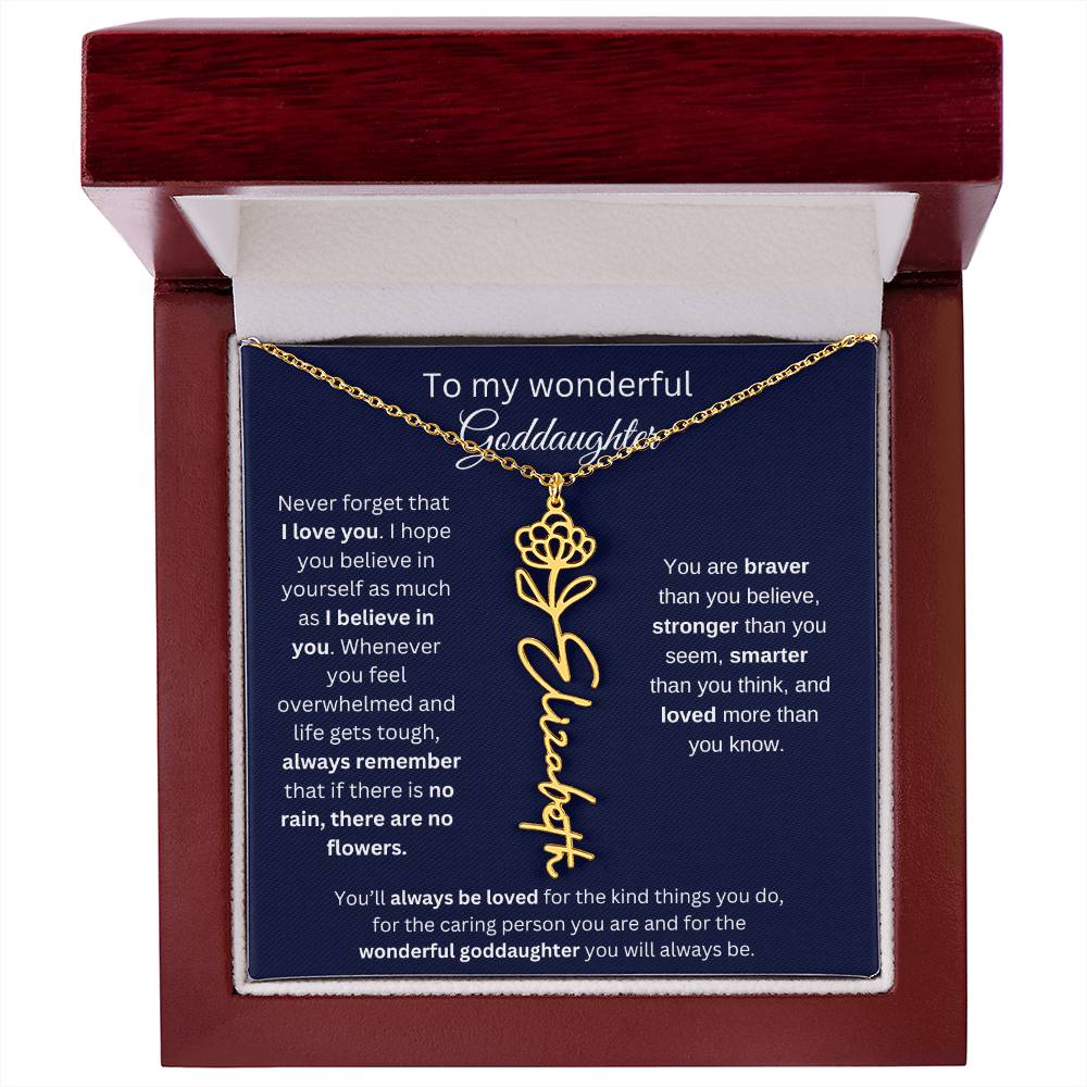 To My Wonderful Goddaughter - I Love You - Flower Name Necklace