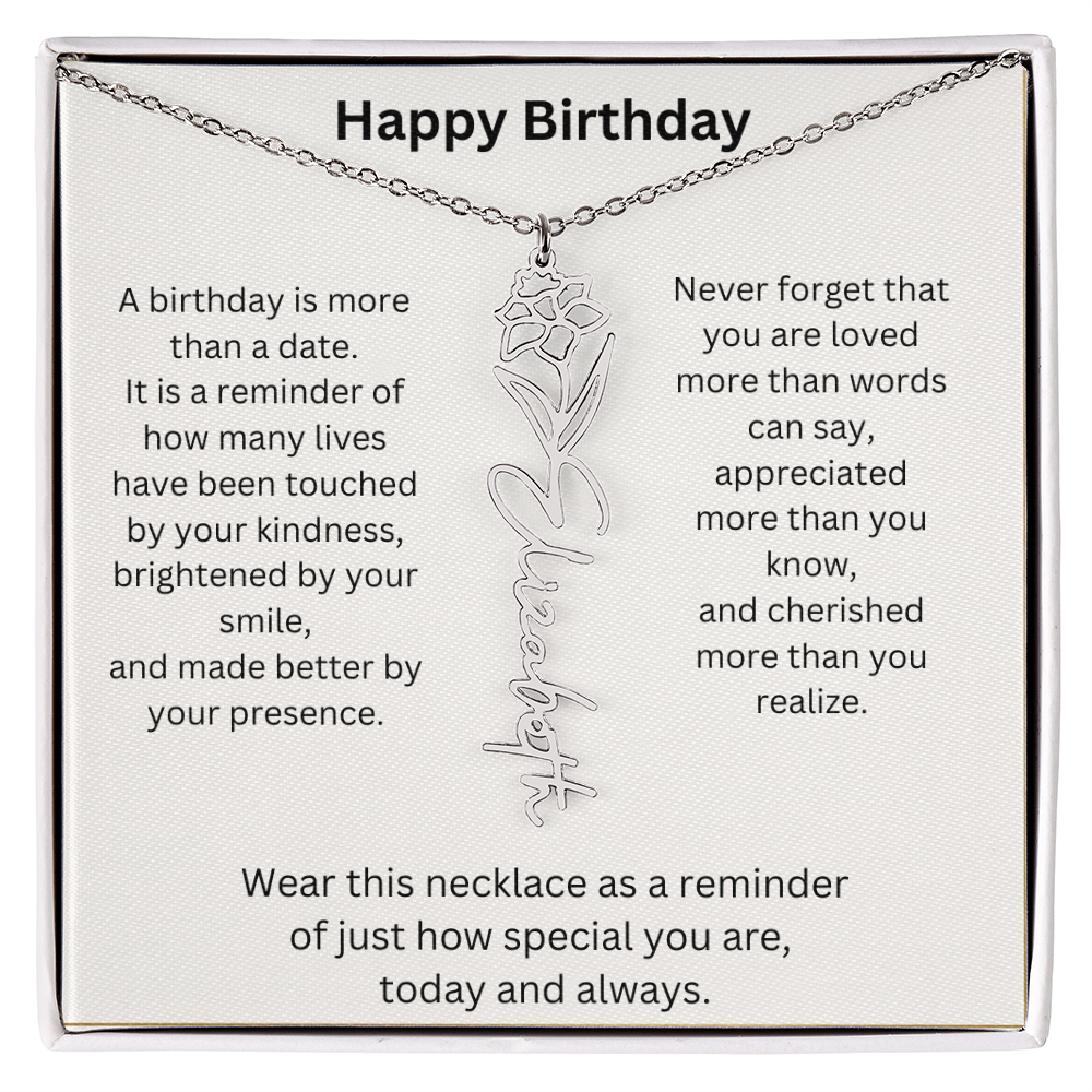 Meaningful Birthday Gift Birth Flower Name Necklace