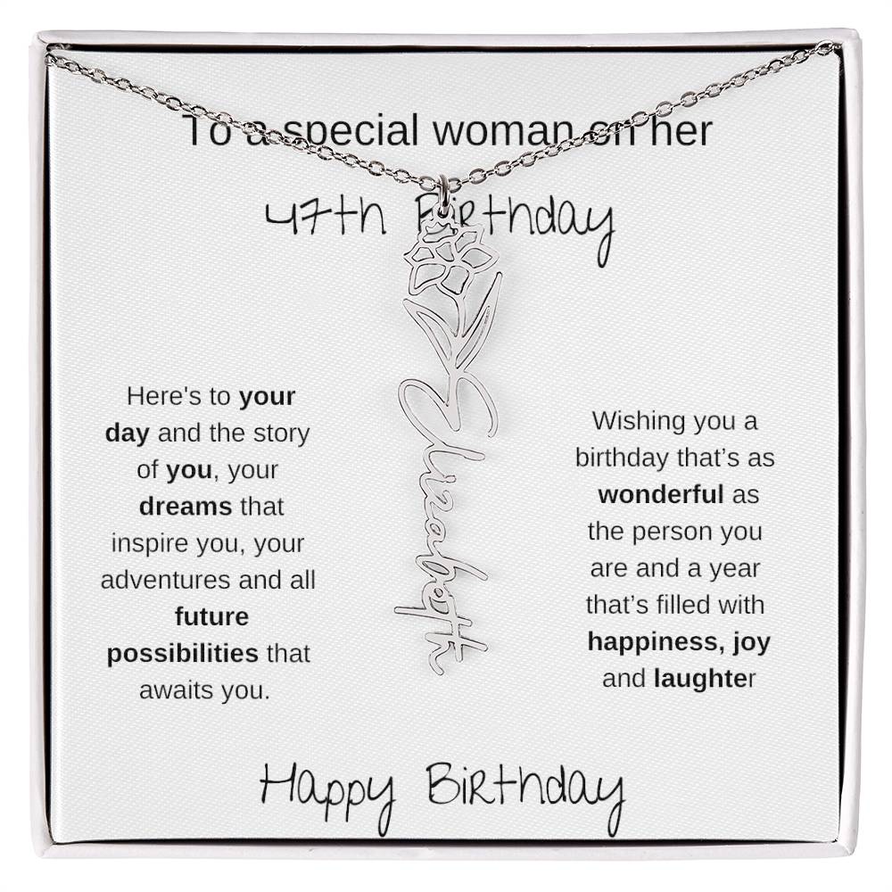 A Special Woman 47th Birthday | Flower Name Necklace