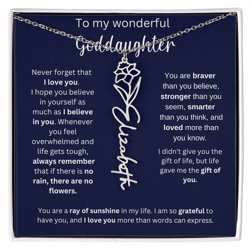 To My Wonderful Goddaughter | You Are Ray Of Sunshine | Flower Name Necklace