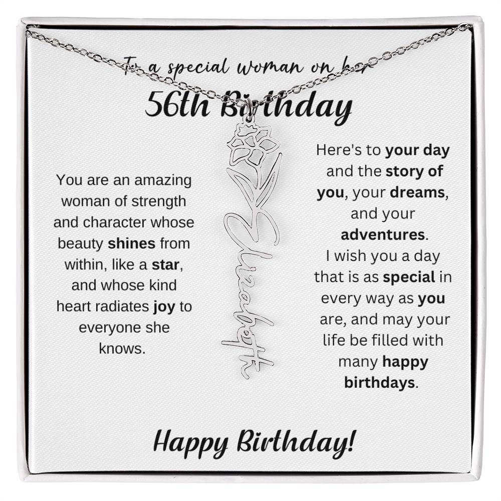 56th Birthday Gift Birthflower Necklace