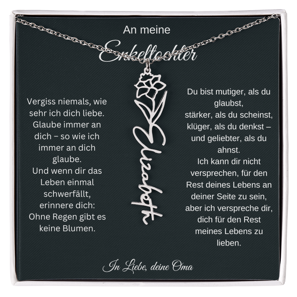 An meine Enkeltochter Geburtsblume Namenskette personalisierte Gravur Schmuck Geschenk