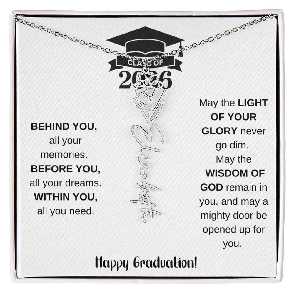 Class Of 2026 Personalized Graduation Gift Birth Month Flower Necklace