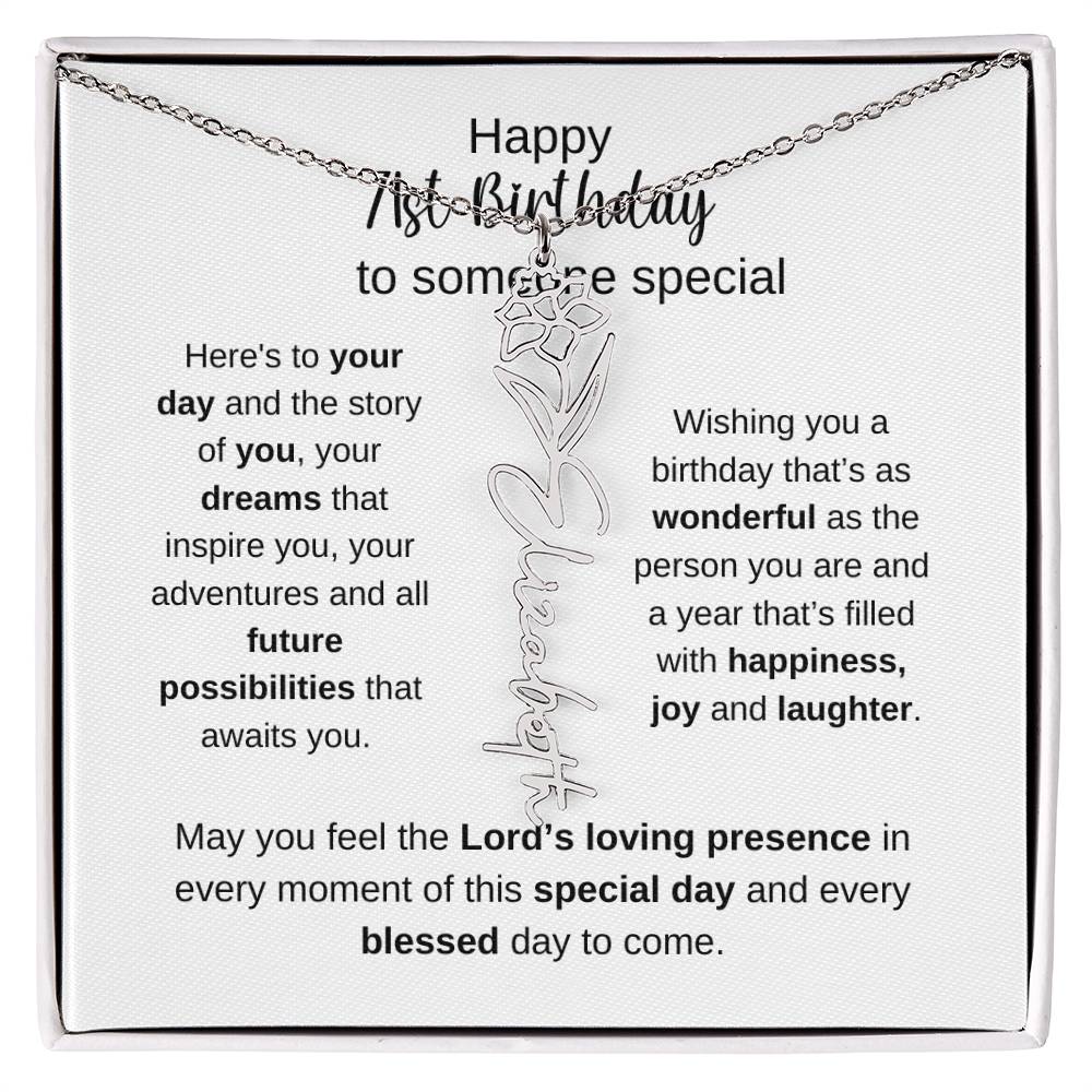 Happy 71st Birthday To Someone Special - Flower Name Necklace