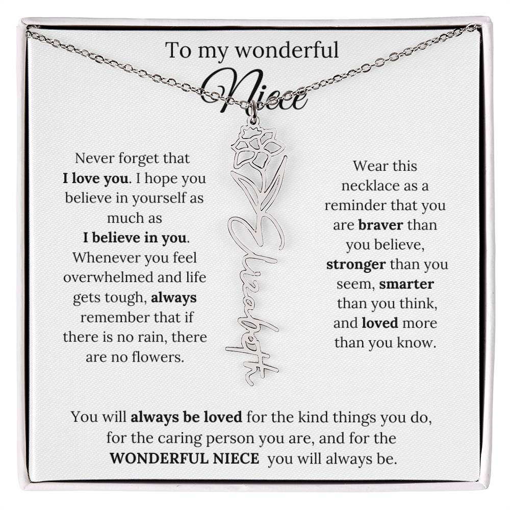 To My  Niece Birthmonth Flower Necklace 1