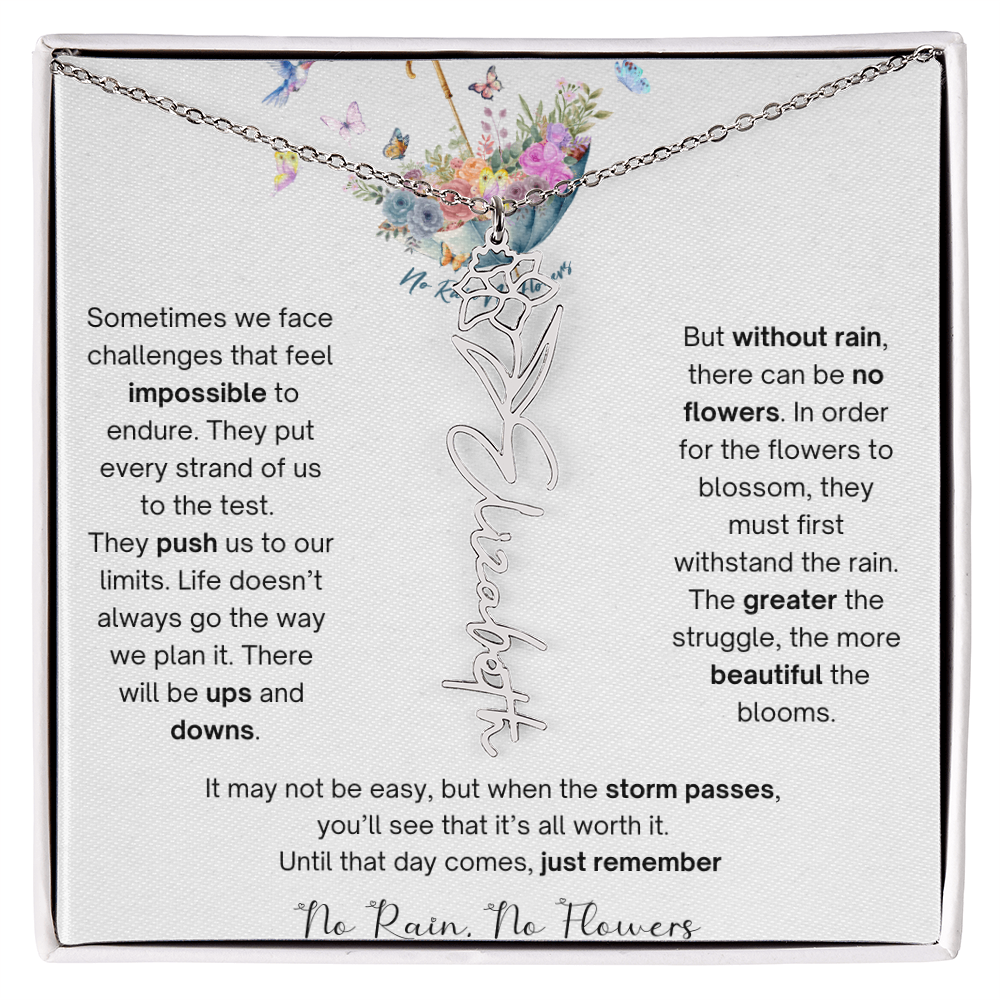 No Rain No Flowers 3 - Flower Name Necklace