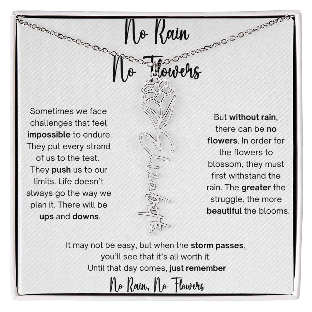 No Rain No Flowers 1 - Flower Name Necklace