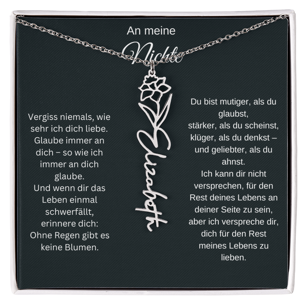 An meine Nichte Geburtsblume Namenskette mit Gravur Geschenk Geburtstag Weihnachten