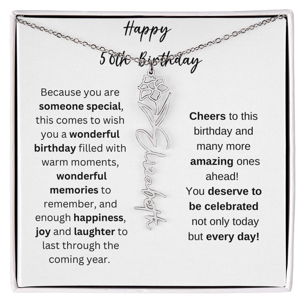 Happy 56th Birthday - Flower Name Necklace