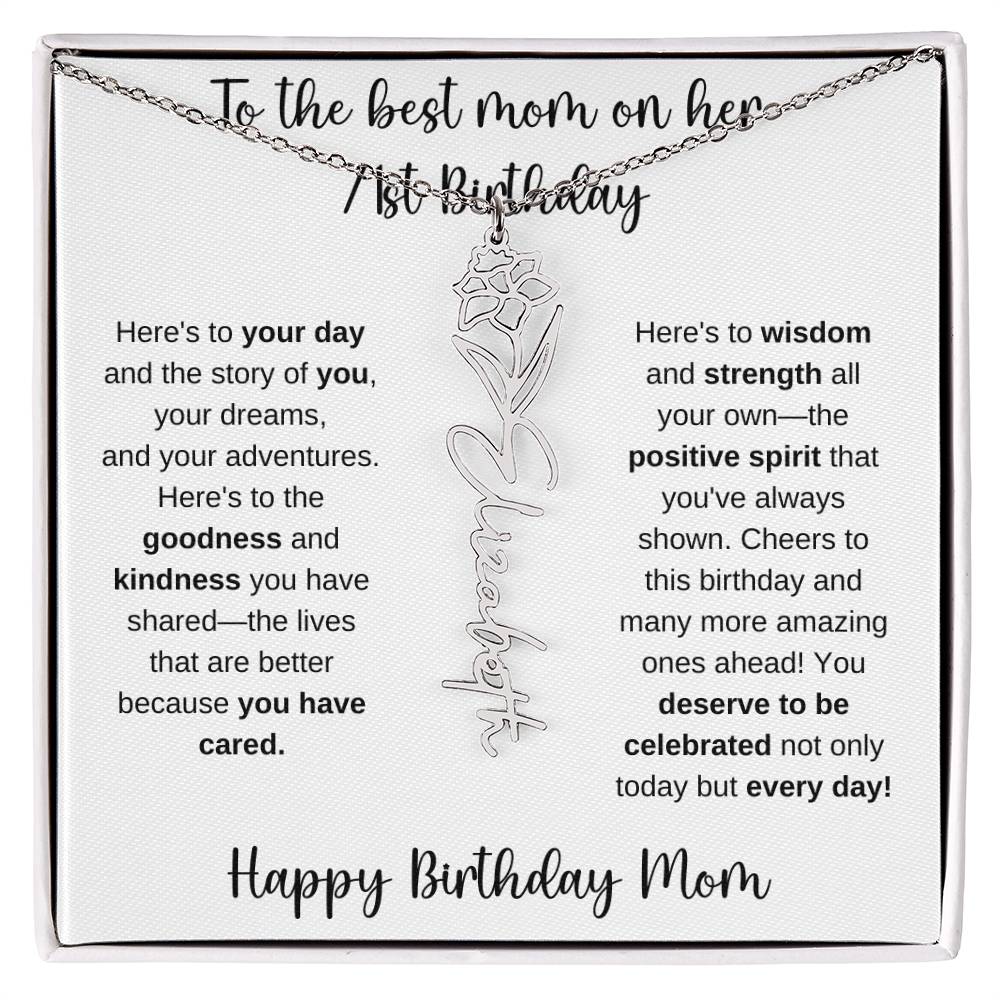 To The Best Mom - Happy 71st Birthday | Flower Name Necklace