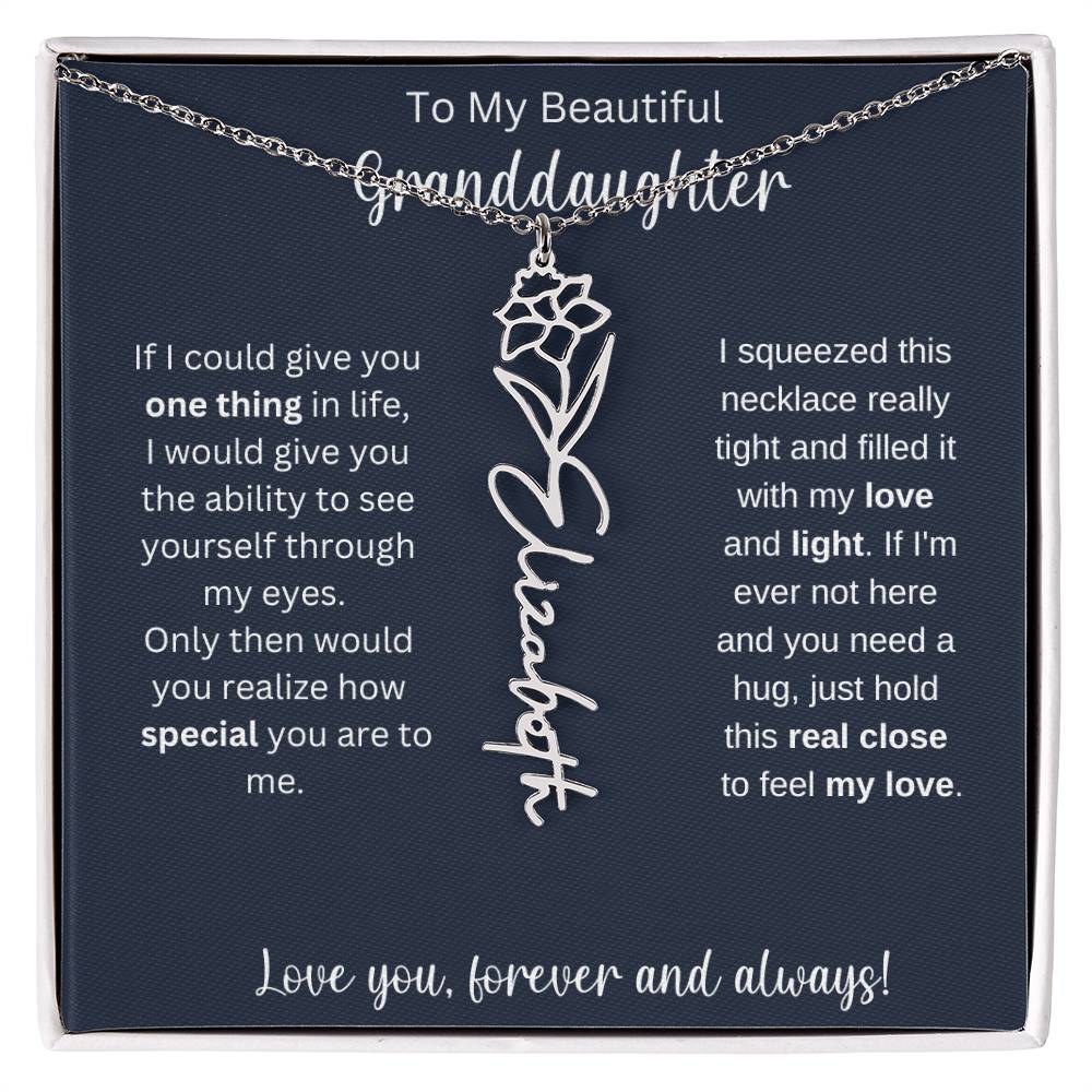 Granddaughter Birthday Present | Flower Name Necklace