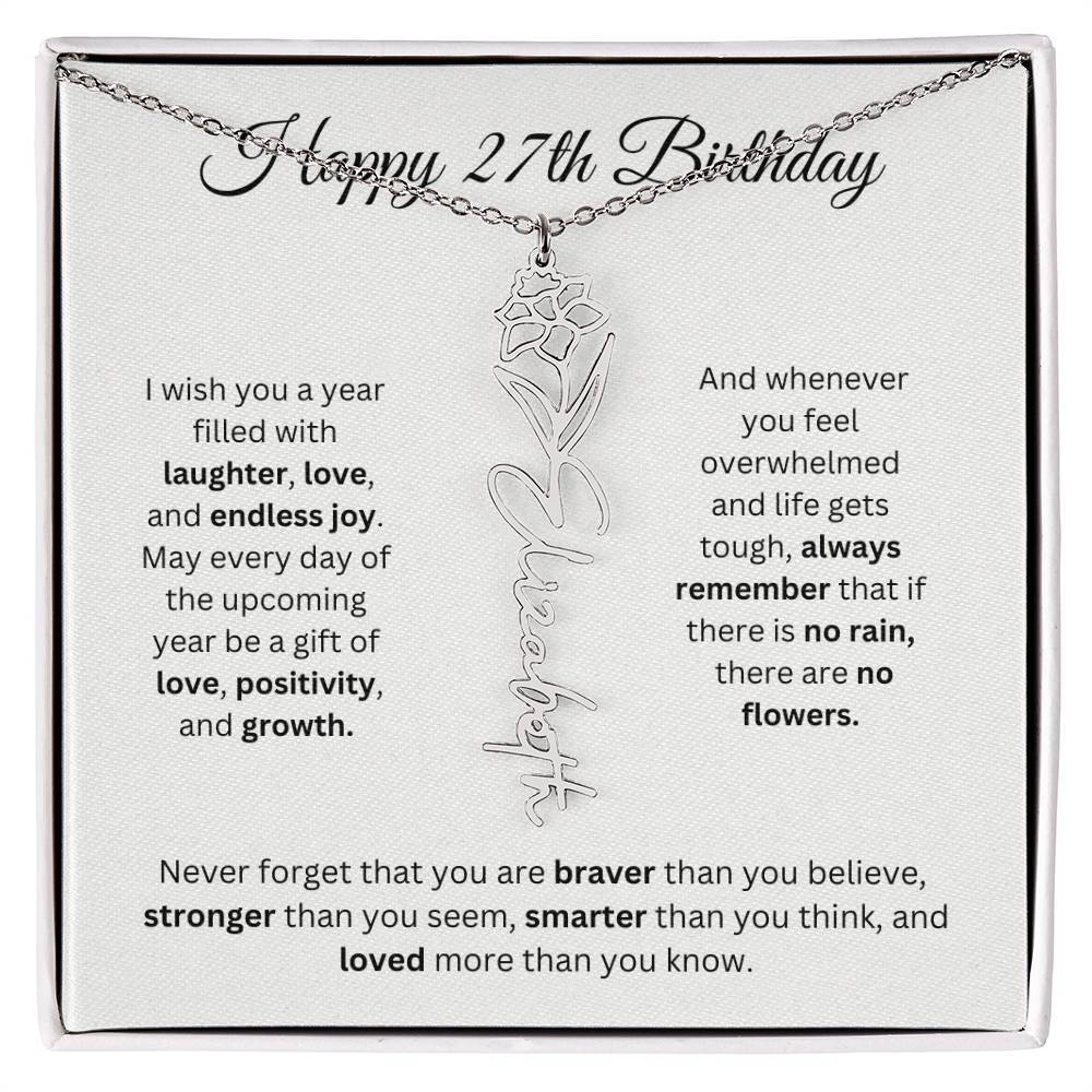 Happy 27th Birthday - Flower Name Necklace