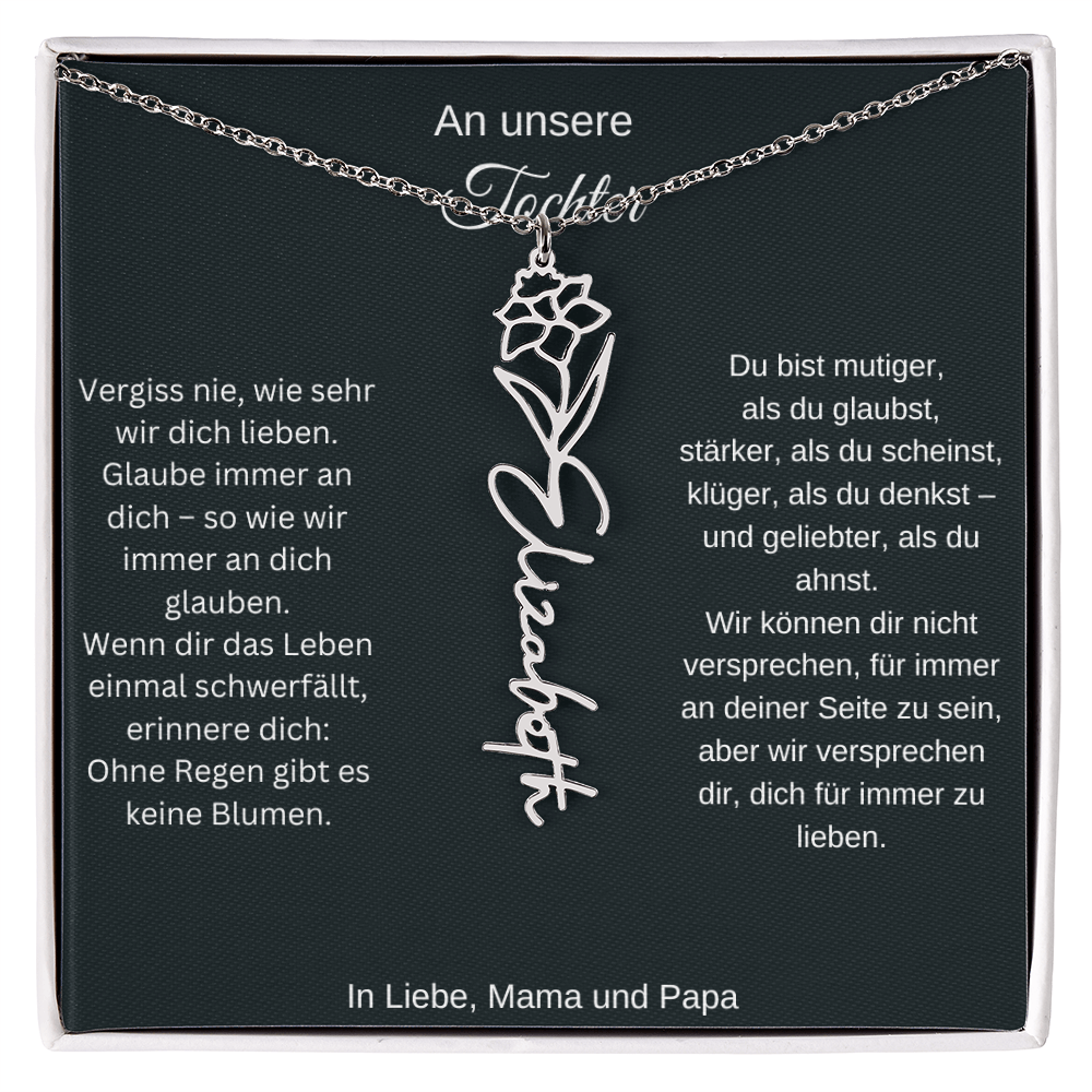 Geburtsblume Namenskette Tochter personalisierte Gravur Kette Geschenk