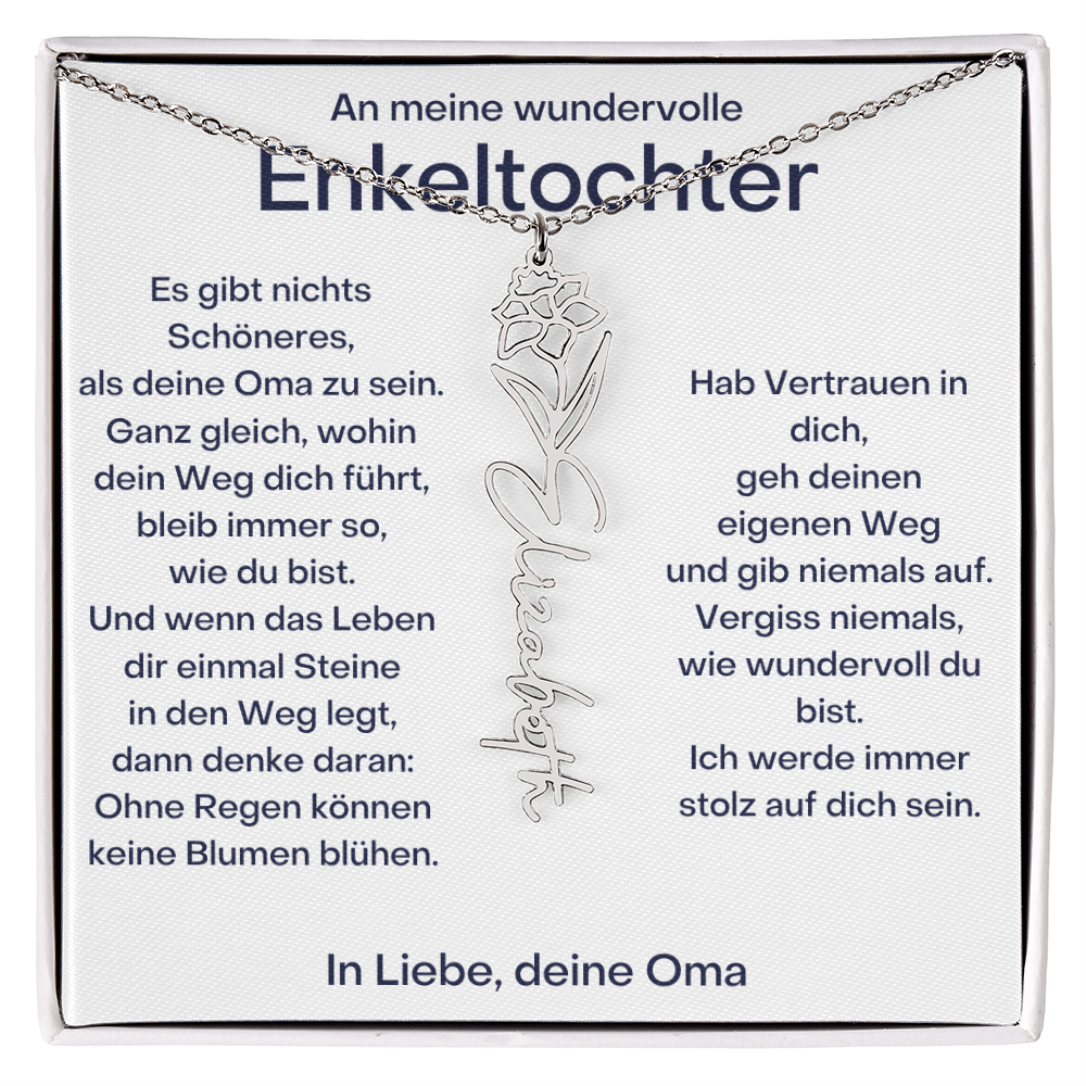 Personalisierte Geburtsblumenkette für Enkeltochter Von Oma
