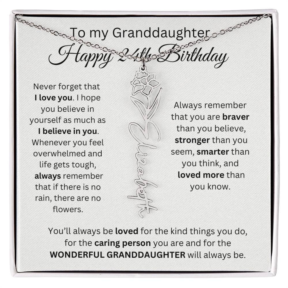 To My Granddaughter | Happy 24th Birthday | Flower Name Necklace
