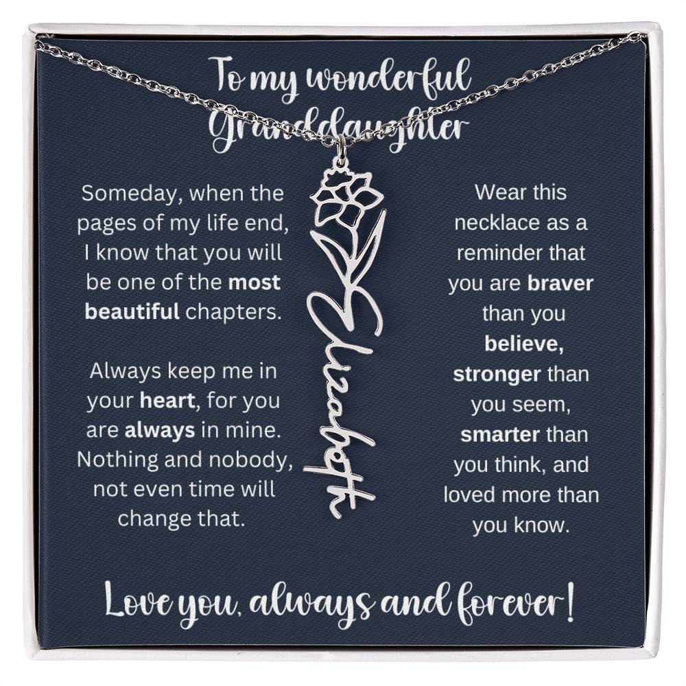 Granddaughter Birth Month Flower Necklace