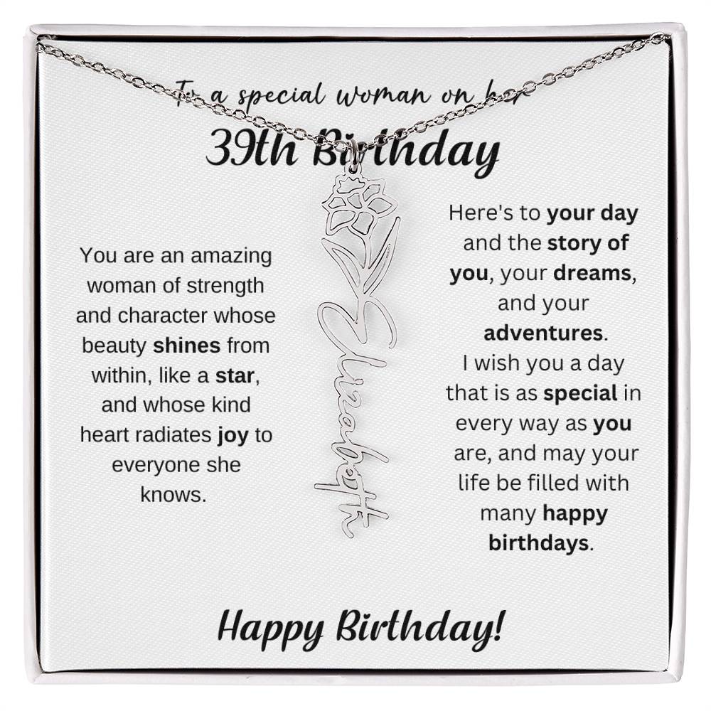 39th Birthday Gift Birthflower Necklace