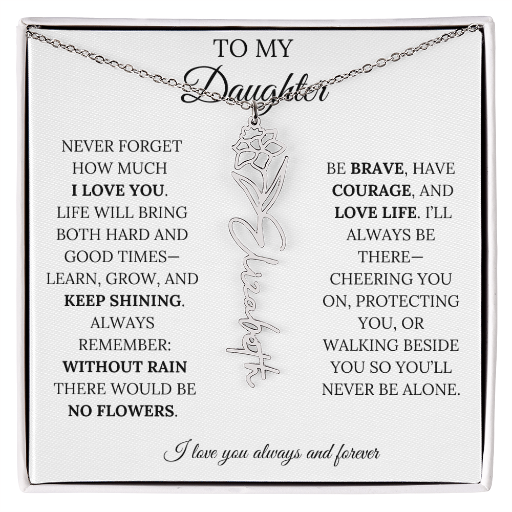 Personalized Birth Flower Name Necklace for Daughter