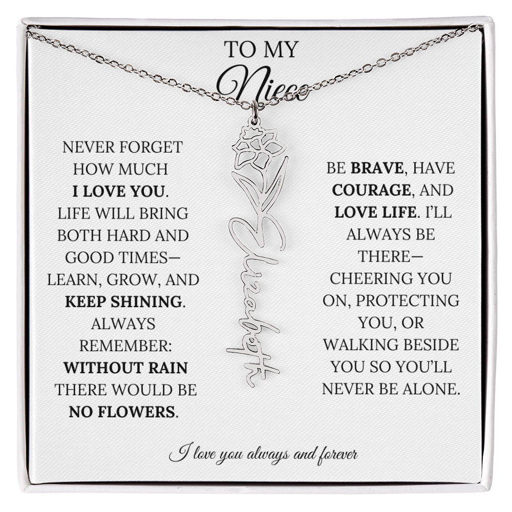 To My Niece | Keep Shining | Flower Name Necklace